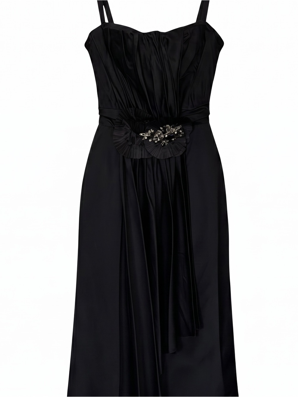 Dolce & Gabbana NWT Black Silk Satin Midi Cocktail Dress F6J39T  IT42 US6